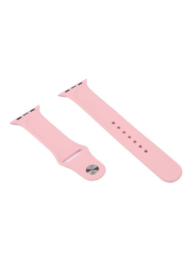 NIBEMINENT Silicone Replacement Strap Watchband with Protective Case Set For Apple Watch Series 7/6/SE/5/4 45/44mm Sand Pink - Image 4
