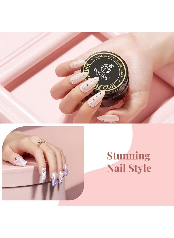 beetles Gel Polish Beetles Rhinestone Glue For Nails Nail Gem Glue For Nail Art Adhesive Resin Gems Diamonds Jewelry Decoration Soak Off Led Lamp With 2 Dual Purpose Brush Pen Gift For Girls  - Image 3