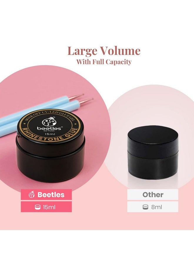beetles Gel Polish Beetles Rhinestone Glue For Nails Nail Gem Glue For Nail Art Adhesive Resin Gems Diamonds Jewelry Decoration Soak Off Led Lamp With 2 Dual Purpose Brush Pen Gift For Girls  - Image 4