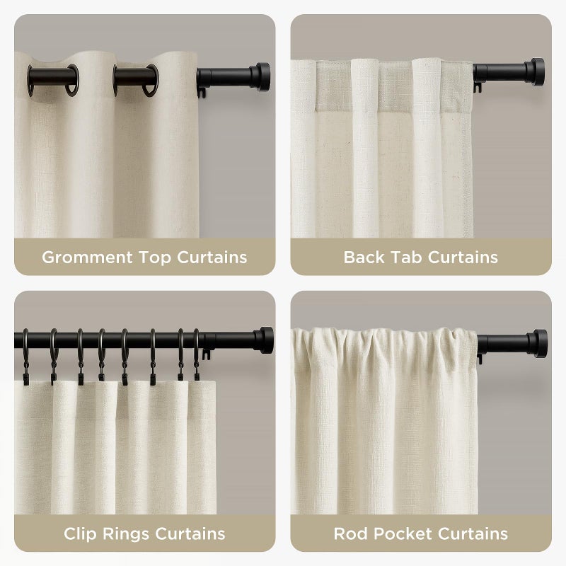 Joydeco Black Curtain Rods for Windows - Adjustable Curtain Rods for Windows 16 to 120 inches, 1 inch Diameter Heavy Duty Decorative Window Single Rod Set with Aluminium Finials - Image 4