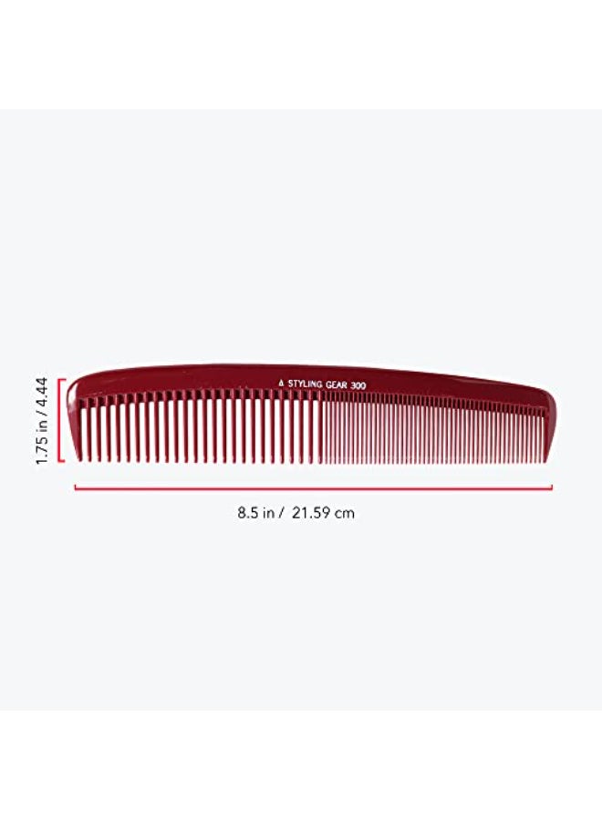 Styling Gear No 300 Large Comb 85 Specialty Hair Styling Cutting Comb for Barbers and Stylists Burgundy 2 Pc - Image 3