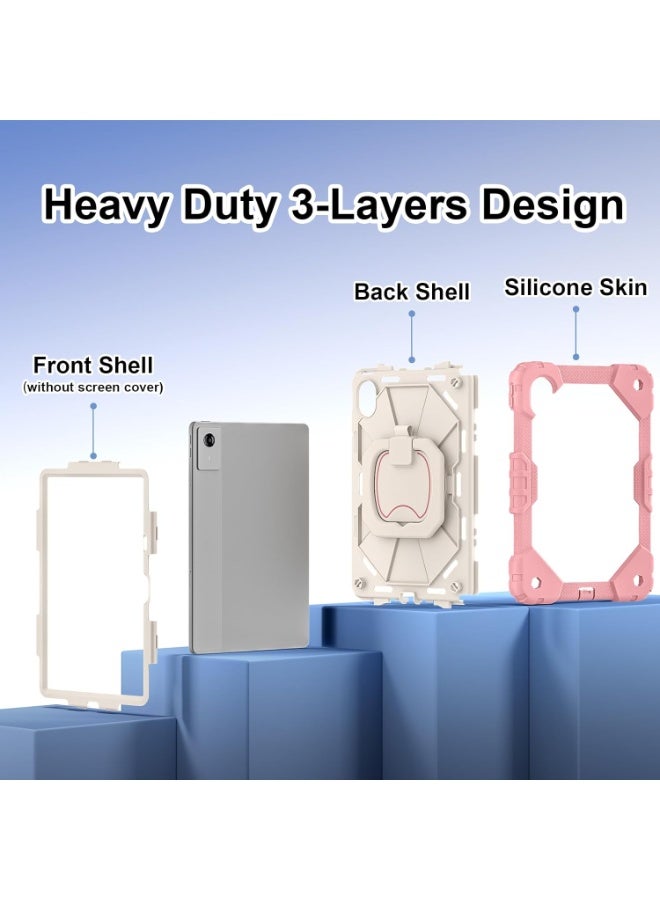 VKL Case for Lenovo Idea Tab 11 inch 2025 Tablet (TB336ZU/TB336FU), Full-Body Rugged Shockproof Protective Shell, 360° Rotating Stand Handle Grip Cover with Shoulder Strap (Rose Gold) - Image 2