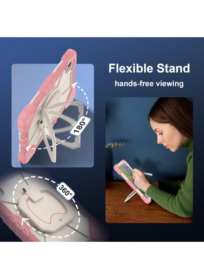 VKL Case for Lenovo Idea Tab 11 inch 2025 Tablet (TB336ZU/TB336FU), Full-Body Rugged Shockproof Protective Shell, 360° Rotating Stand Handle Grip Cover with Shoulder Strap (Rose Gold) - Image 4