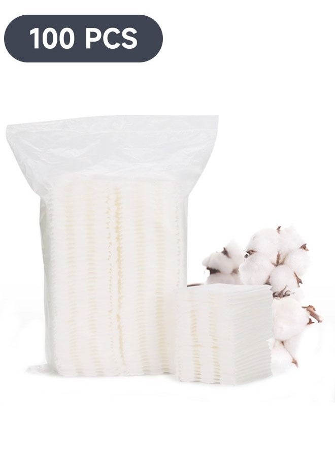 Ant - 100 PCS Hypoallergenic Facial Cleansing Squares Cotton Pads, Facial Lip & Eye Makeup Remover Pads, Thickening Pure Cotton Cosmetic Cotton - Image 1
