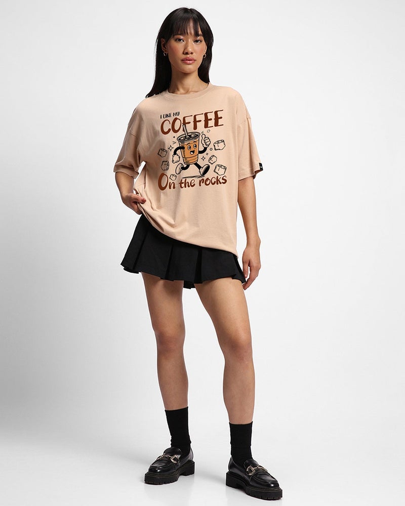 بيواكوف تيشيرت نسائي كبير بطبعة جرافيك جذور الزنجبيل البني على الصخور - Image 5