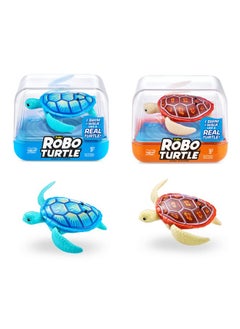 ROBO ALIVE Robo Turtle Robotic Swimming Turtle (Orange + Blue) By Zuru Water Activated, Comes With Batteries, Amazon Exclusive (2 Pack)  - Image 1