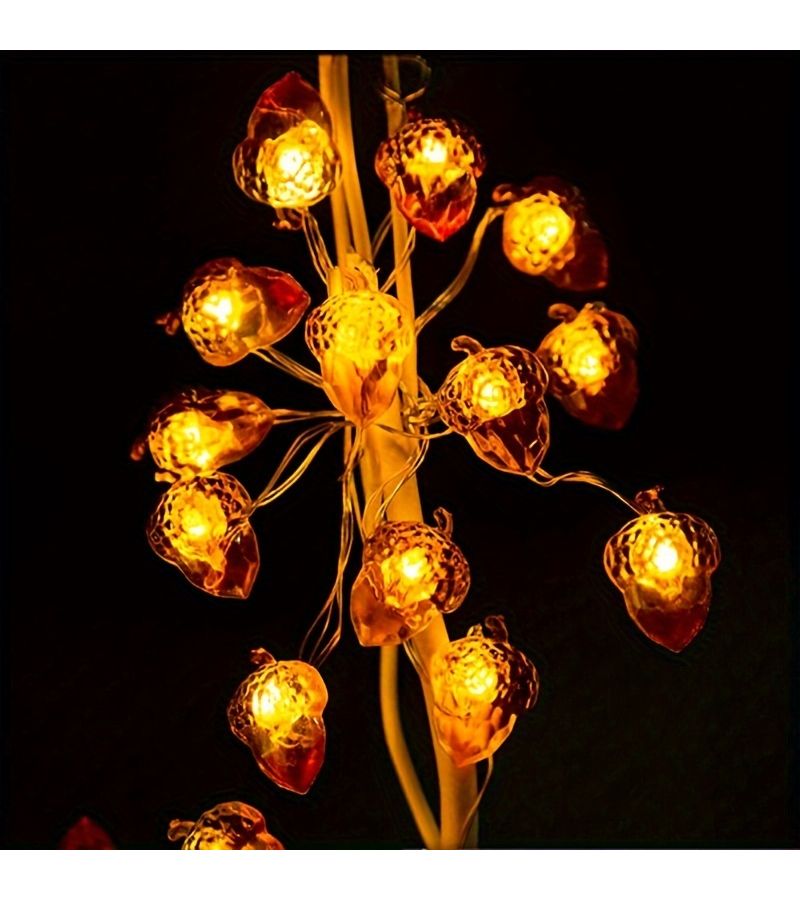 78.74 بوصة، أضواء LED على شكل جوز البلوط والصنوبر، 20 ضوءً، تعمل بالبطارية - Image 2