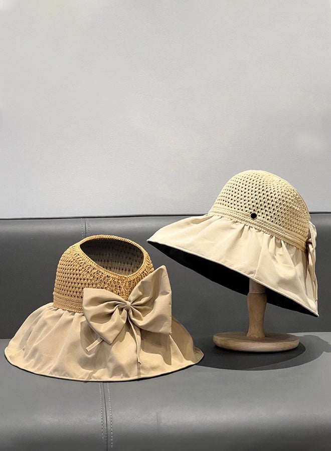 DUNISO Women's Foldable Sun Hat Big Bowknot Summer Wide Brim Roll Up Beach Cap Summer Solid Travel Beach Bucket Hats UV Protection UPF50+ for Vacation Outdoor Activities - Image 5