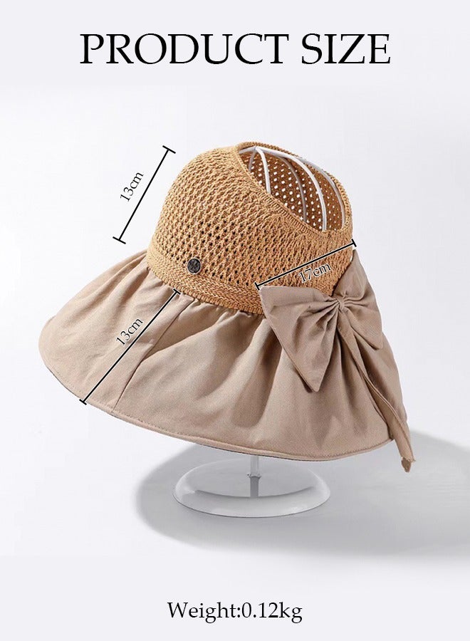 DUNISO Women's Foldable Sun Hat Big Bowknot Summer Wide Brim Roll Up Beach Cap Summer Solid Travel Beach Bucket Hats UV Protection UPF50+ for Vacation Outdoor Activities - Image 4