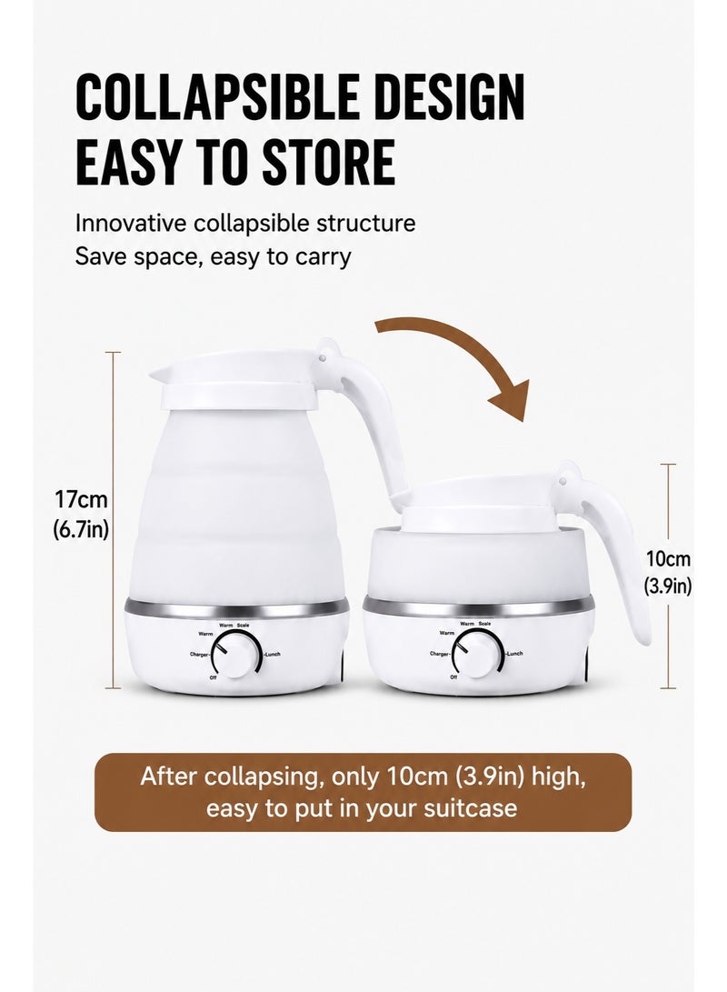 EXCLIFE 600mlFoldable Electric Travel Kettle, Portable Silicone Collapsible Water Boiler And Tea Pot For Camping, Lightweight Mini Electric Kettle With Detachable Power Cord For Easy Storage And Quick Boiling - Image 3