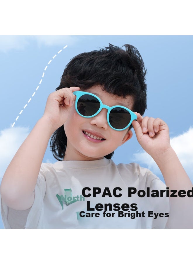 Pulais Kids Polarized Sunglasses Cute Stylish Boys Girls Sun Glasses 24044 Black Frame Grey Lens - Image 1