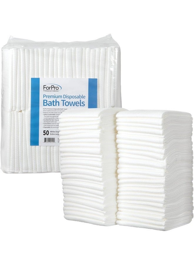 ForPro Professional Collection ForPro Professional Collection Premium Disposable Bath Towels, Salon & Spa Towels for Hair, Face, Body, Extra Large (15" x 31.5"), White, 50-Count - Image 1