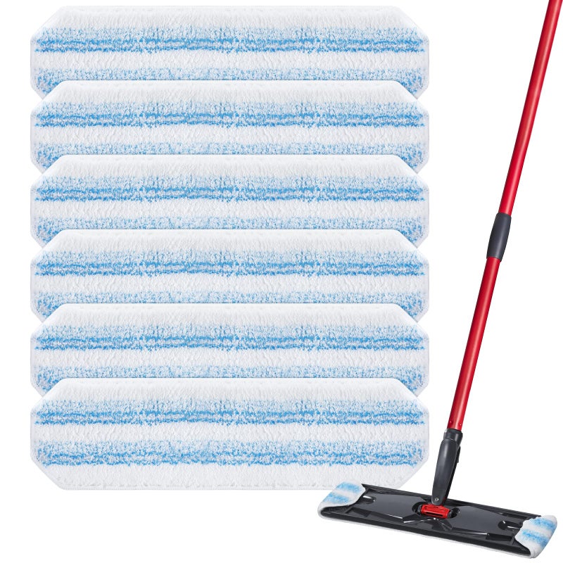 Caehomly 6 Pack H2prO Mop Pads Compatible with O Ceda H2PrO Flat Mop System, 100% Microfiber Mop Head Replacements, Washable and Reusable for H2prO Mop Refills, White - Image 1