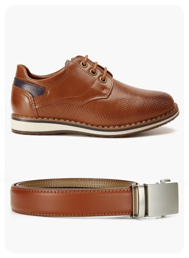 CHAOREN Leather Boys Belt, Dress Kids Belt with Ratchet Buckle Width 1", Adjustable for Formal Wear and School Uniforms - Image 2