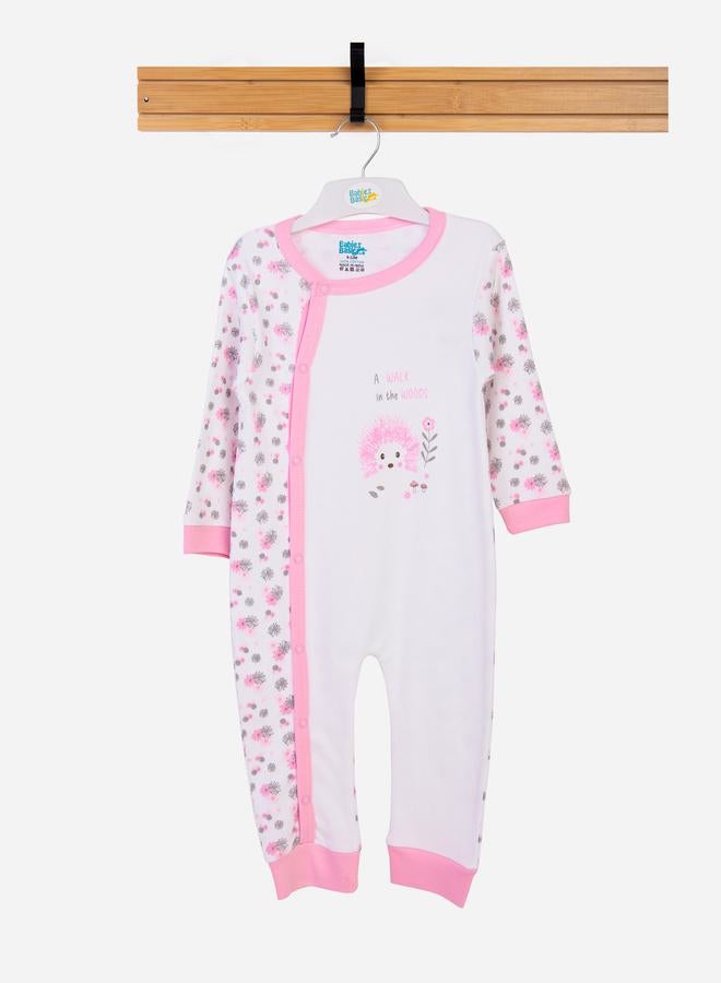 babies basic Floral Print Long Sleeves Sleepsuit - Image 1
