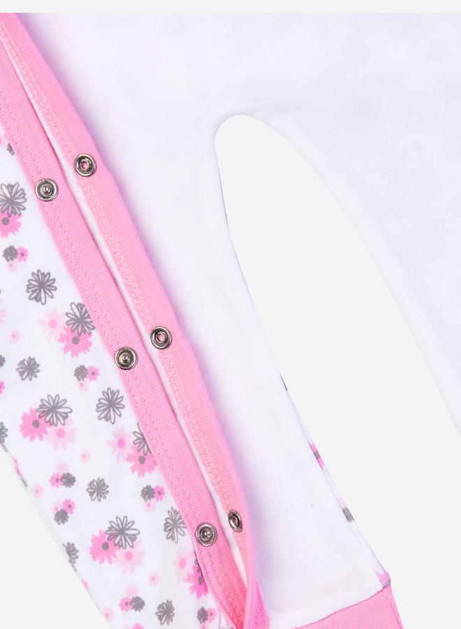 babies basic Floral Print Long Sleeves Sleepsuit - Image 2