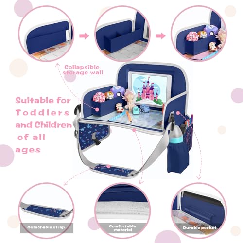 MENZOKE Kids Travel Tray for Toddler Car Seat, Toddler Gift for Boy Activities with Dry Erase Board & iPad Holder Stand, Road Trip Essentials Accessories Lap Tray for Boy as Birthday Gift, Dark Blue - Image 5