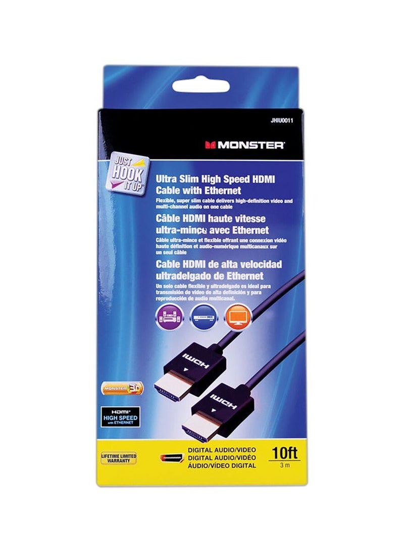 Monster Just Hook It Up Ultra Slim High Speed HDMI Cable 10 Feet - Image 1