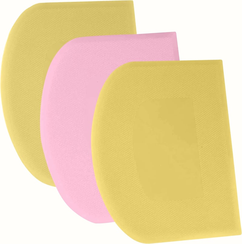 SURDOCA Dough Scraper Bench Scraper - 3P 14.2x8.5" Plastic Flexible Bowl Scraper, Sharp Edge & Angles Cake Scraper. Non-Slip Bakeware Decorating Tools Sculpting & Modeling Tools - Yellow+Pink+Yellow - Image 1