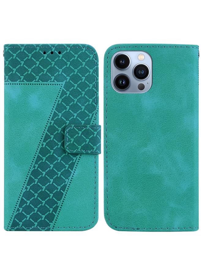 زبون جراب لهاتف iPhone 13 Pro Max مصنوع من الجلد المنقوش على شكل سبعة - Image 1