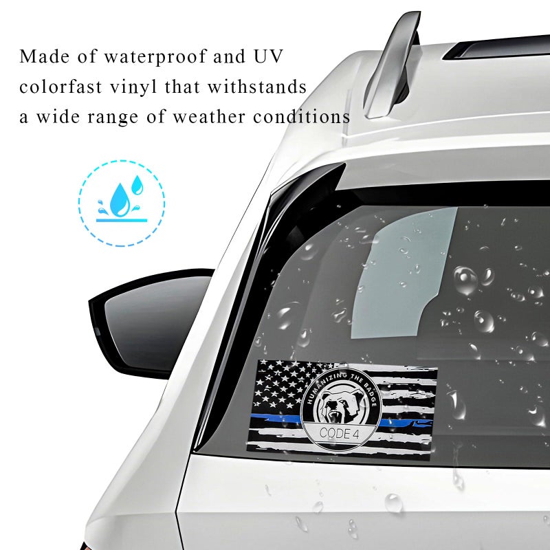 FSTURIOS 4PCS Thin Blue Line Sticker Code 4, Police Support Sticker American Flag Thin Line Decal, Waterproof Thin Line Flag Stickers Support Law Enforcement for Car Window Laptop (Small+Larger) - Image 3