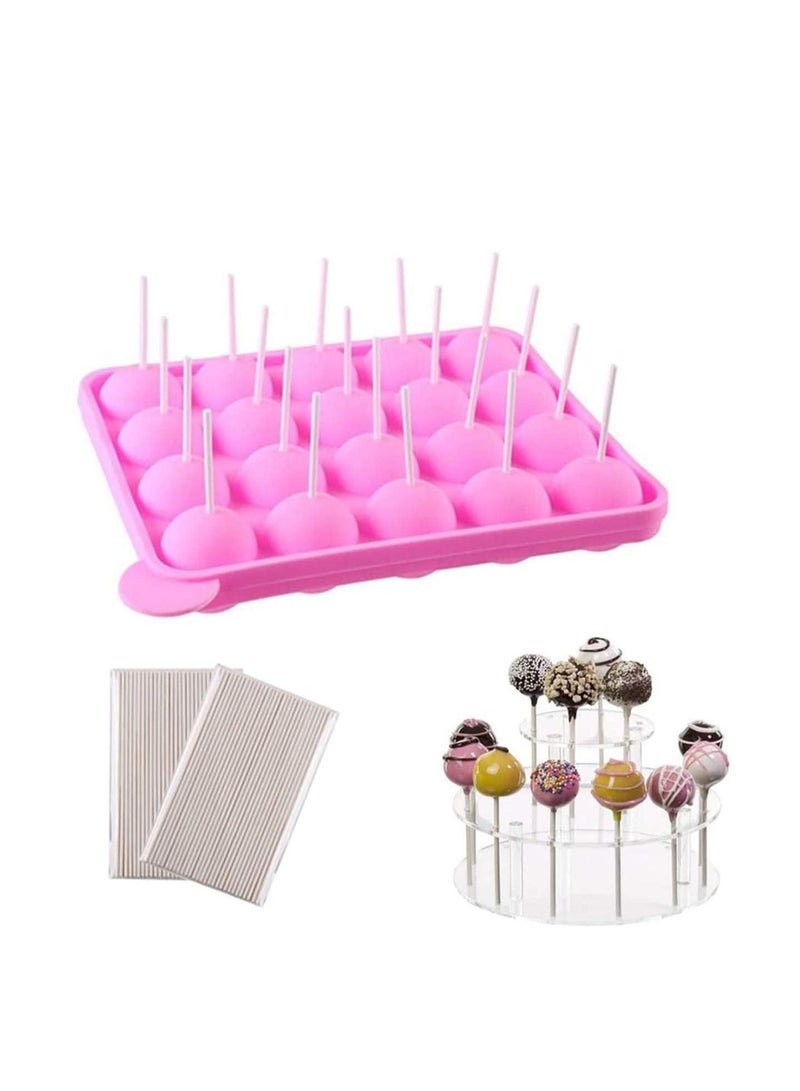 Y&D BPA Free Silicone Cake Pop Mould with pop Sticks+ Treat Bags + Twist Ties in Mix Colors, Great for Hard Candy, Lollipop, and Party Cupcake Lollipop Candy Gumdrop Jelly Molds
