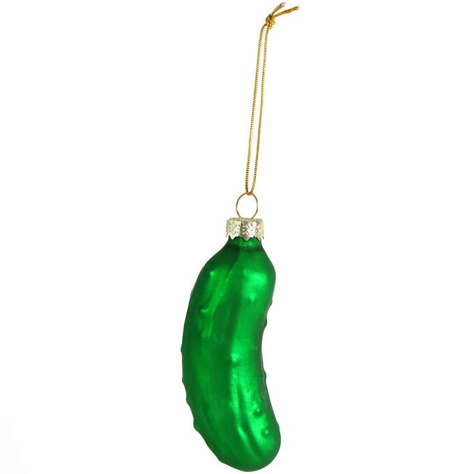 CHRISTMAS PICKLE TREE ORNAMENT TRADITIONAL GLASS BLOWN GREEN HANGING PICKLE XMAS HOLIDAY DECOR ORNAMENTS 35