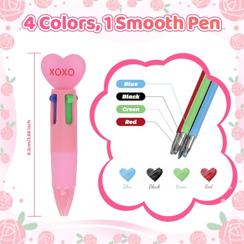 Zhirlyn Mini Multicolor Pens in One 4-in-1 Cute Fun Pens Bulk for Kids, Kawaii Cool Ballpoint Pen for Birthdays Classroom Gifts for Students Teacher School Supplies (Valentine, 24) - Image 2