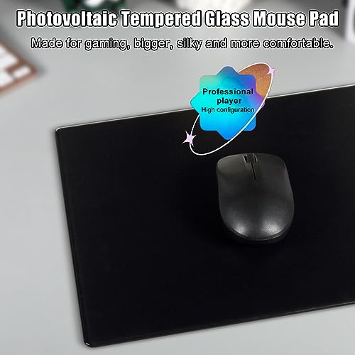 Docooler Photovoltaic Glass Gaming Mouse Pad with Non-Slip Tempered Glass Professional Mouse Mat for Desk Special Glass Surface＆Sides All Around for Computers, Gamer, Office&Home,3 Sizes (All Black) - Image 5