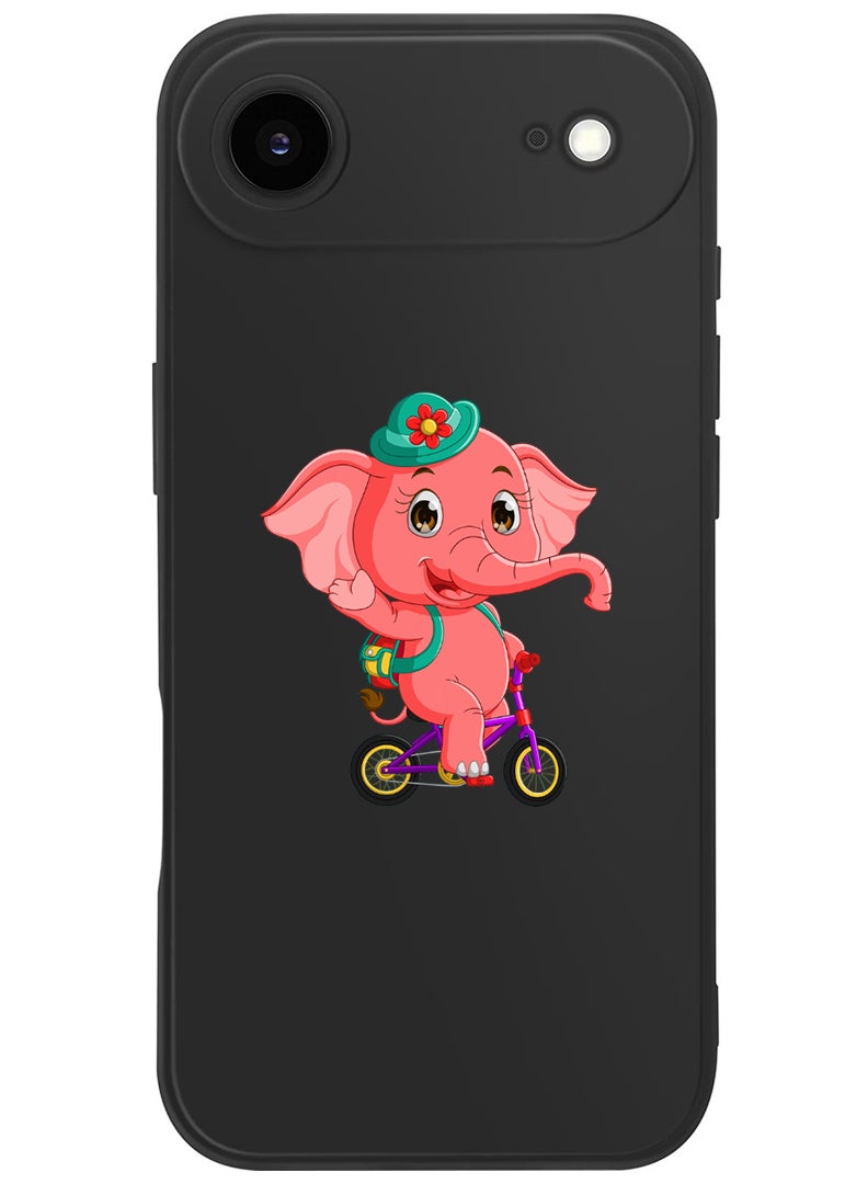 Theodor Protective Slim Fit Case Liquid Silicone Cover with Full Body Protection Anti-Scratch Shockproof Case For Apple iPhone 17 Air (Black) pink elephant - Image 1