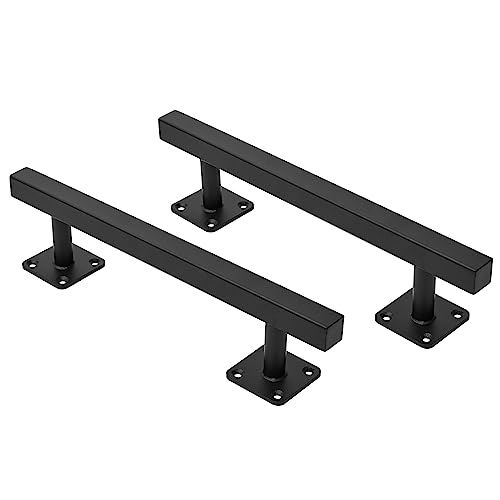 Purife 12 Square Sliding Barn Door Handles and Pulls Pack of 2 Black Vintage Gate Pull Hanlde Iron Handle for Gates Garage Sheds Outdoor Fence Interior Closet Handles - Image 1