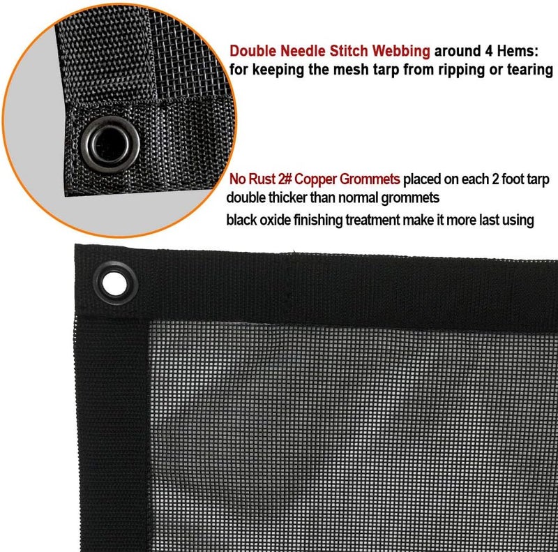 leaveshade Dump Truck Mesh Tarp 7'X10' - Heavy Duty Black Cover with 6'' Pocket - Image 4