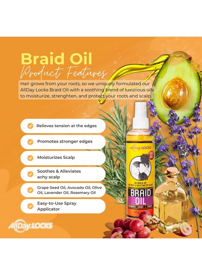 AllDay Locks Braid Oil | Soothes, Moisturizes Dry & Itchy Scalp | Nourishing, Soothing, Protecting Oil | Rejuvenates & Refreshes Braids, Locks, Twists, Cornrows | 8 oz - Image 4
