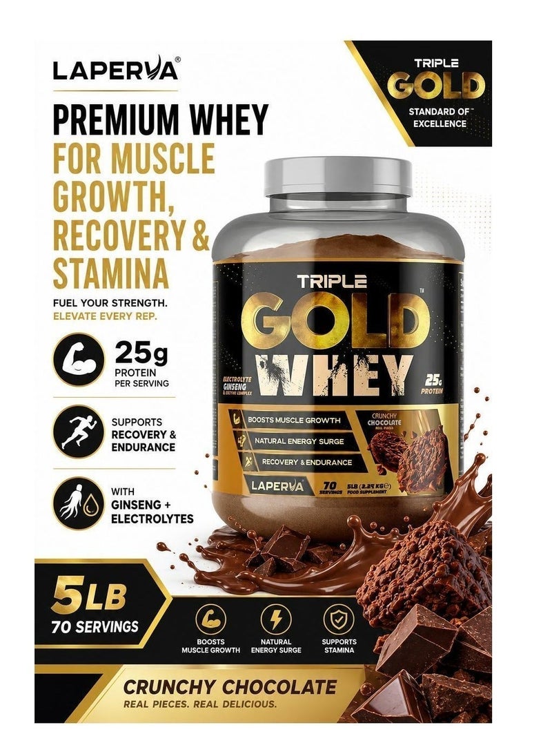 Laperva Triple Gold Whey Boost Muscle Growth Recovery  Crunch Chocolate 5 LB - Image 2