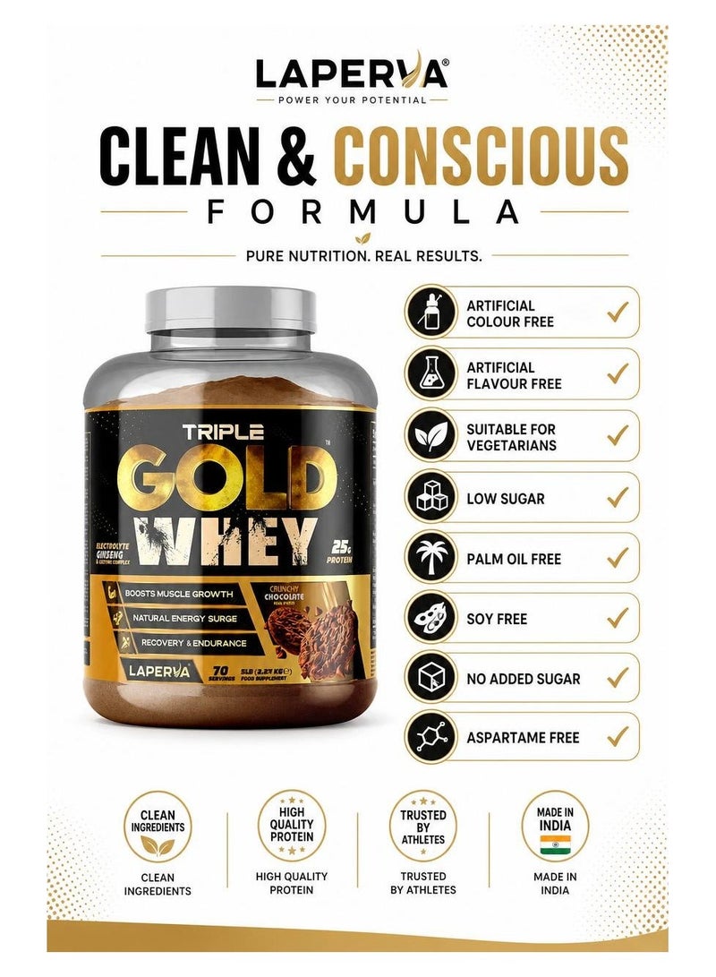 Laperva Triple Gold Whey Boost Muscle Growth Recovery  Crunch Chocolate 5 LB - Image 5