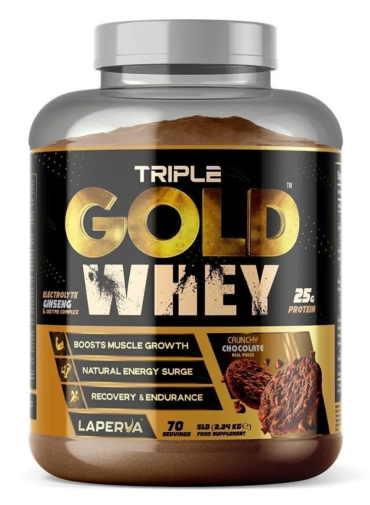 Laperva Triple Gold Whey Boost Muscle Growth Recovery  Crunch Chocolate 5 LB - Image 1