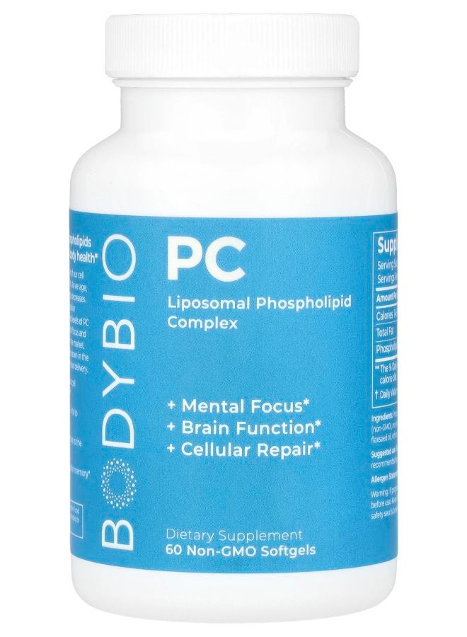 BodyBio PC Liposomal Phospholipid Complex 60 Non-GMO Softgels