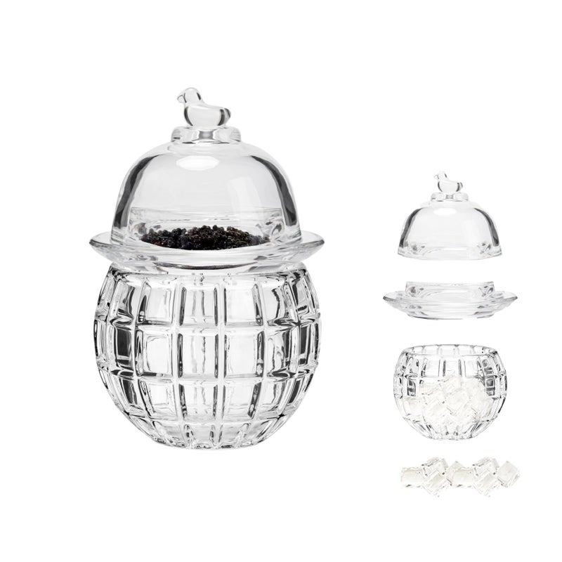 GCFTIFF caviar serving setChilled bowl Glass Caviar Dish With Lidsice bowls to keep food cold Elegant Serving Tray for Caviar Shrimp and Party Appetizers dip bowl ice cream Checkered - Image 2
