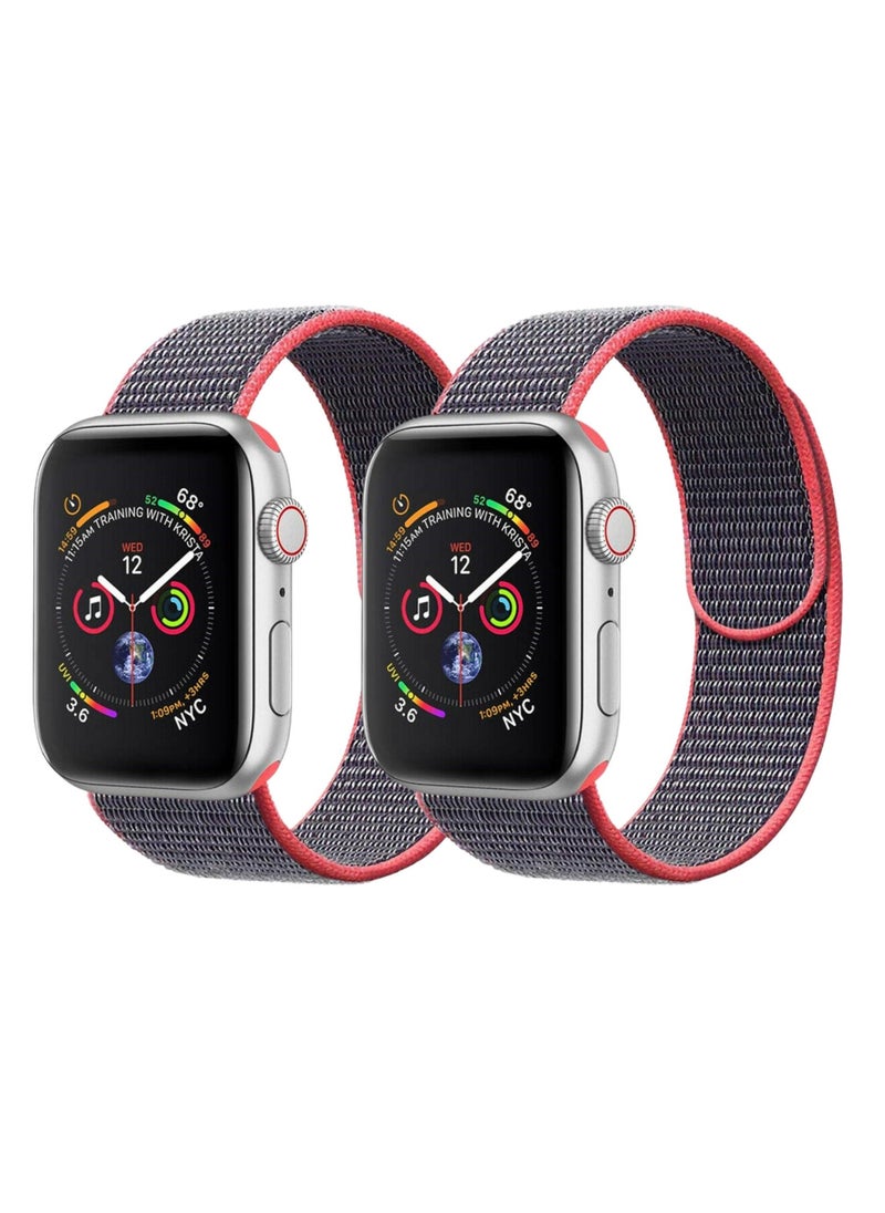 YOMNA - Nylon Sport Loop Band Strap 40/44/41/45mm For Apple Watch Series Electric Pick Strap with Electric Pick Strap(set of 2) - Image 1