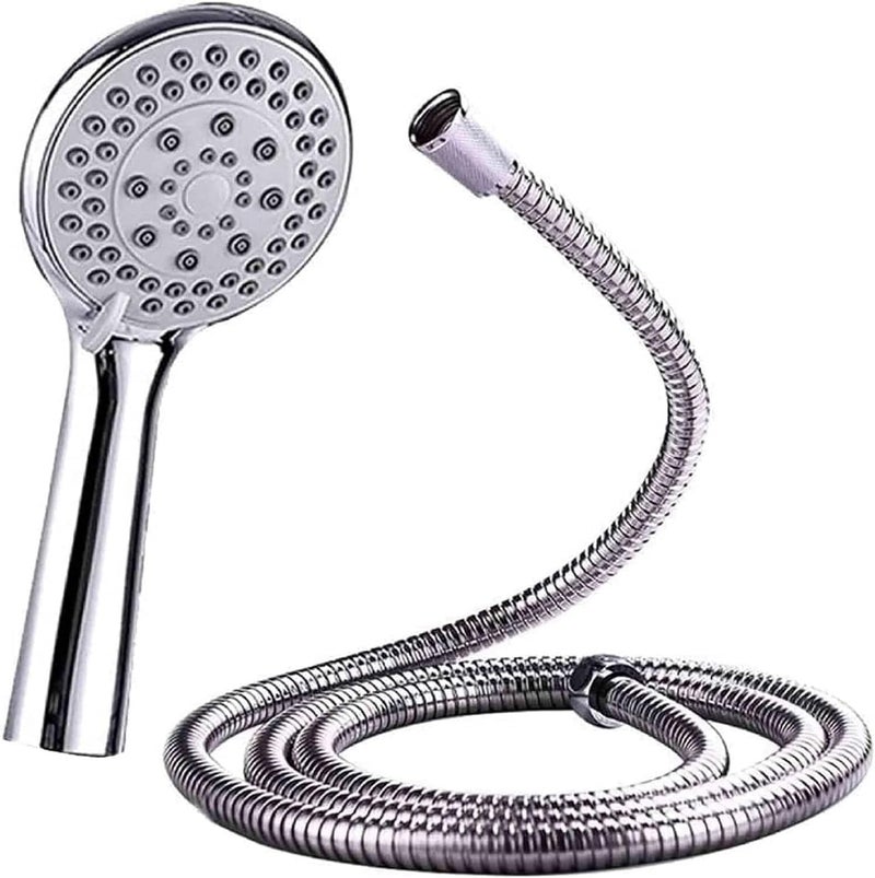 Handheld Shower Head High Pressure Powerful Flow 5 Modes with 1.5M Adjustable Chrome Hose - Silver - Image 1