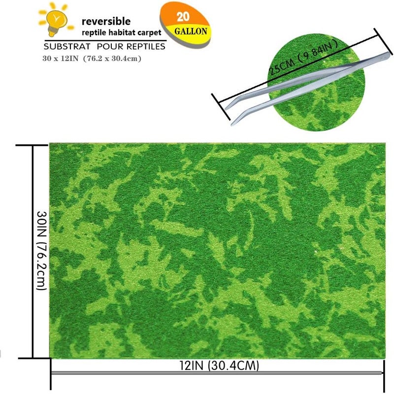 MCLANZOO Reptile Carpet, 30 * 12in Pet Terrarium Liner,Reptiles Cage Mat/Substrate for Snakes, Chameleons, Geckos and Kitchen Use(2sheets) with Tweezers Feeding Tongs - Image 2