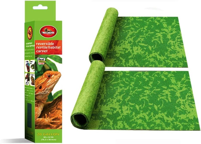 MCLANZOO Reptile Carpet, 30 * 12in Pet Terrarium Liner,Reptiles Cage Mat/Substrate for Snakes, Chameleons, Geckos and Kitchen Use(2sheets) with Tweezers Feeding Tongs - Image 1