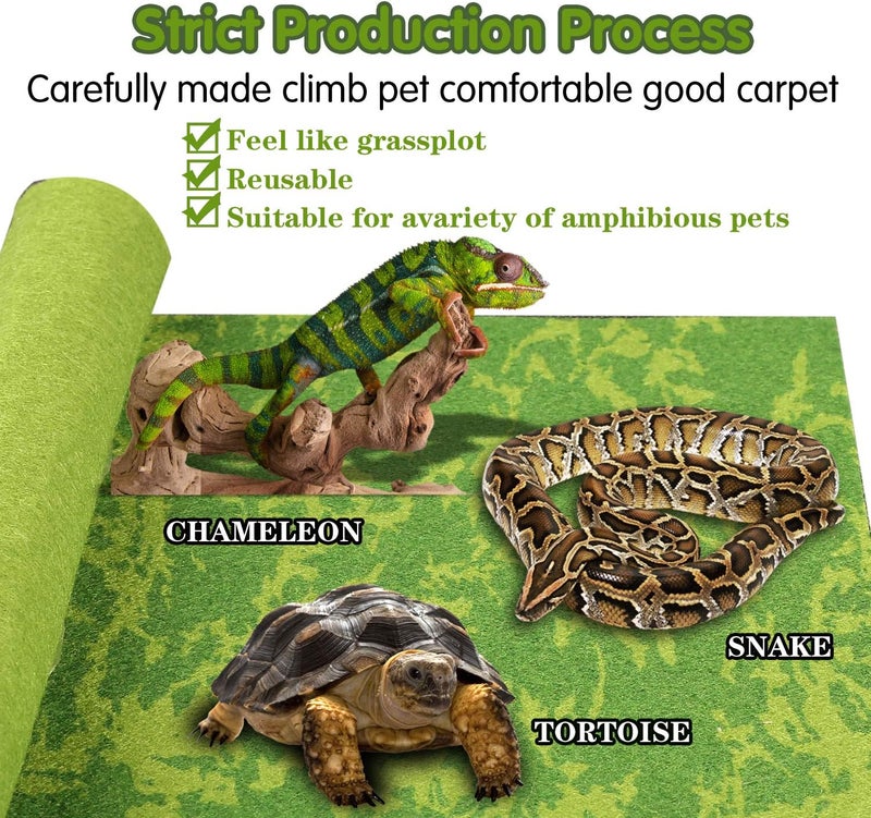 MCLANZOO Reptile Carpet, 30 * 12in Pet Terrarium Liner,Reptiles Cage Mat/Substrate for Snakes, Chameleons, Geckos and Kitchen Use(2sheets) with Tweezers Feeding Tongs - Image 4