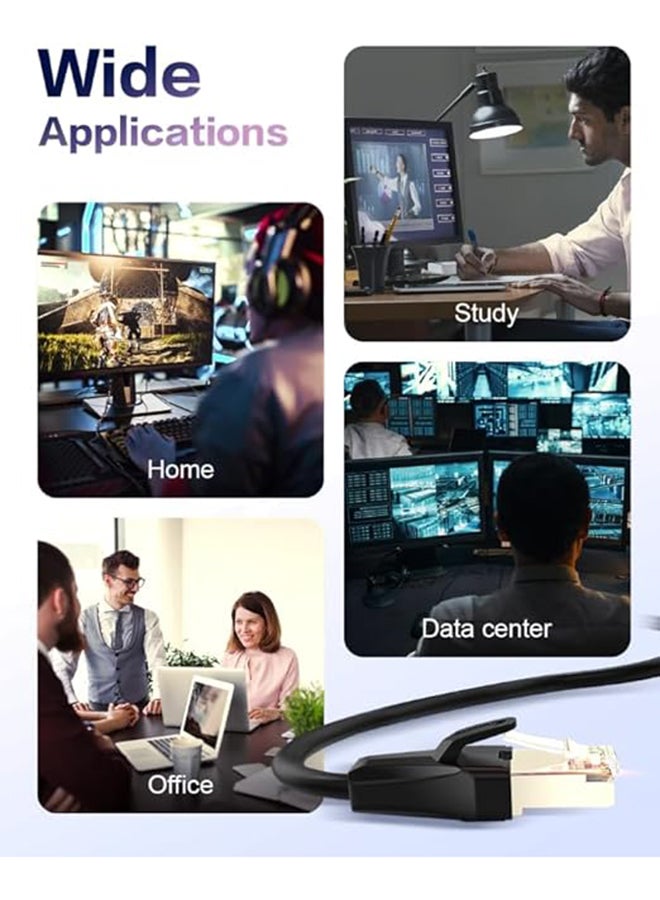 MOWSIL Ethernet Cable Cat7 2M Gigabit Network Cable High-Speed Flat 10Gbps Shielded Internet Cable RJ45 Ethernet Cable Patch Cable Compatible for Gaming PS5 PS4 PS3 Xbox Laptop Modem Router Computer - Image 4