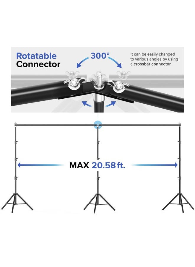 JS JULIUS STUDIO Julius Studio [Enhanced Heavy Duty] 20.1 x 8 ft. (W x H) Backdrop Stands, 300° Degree Crossbar Rotatable Angle Adjustable Double Dual Crossbar Extender Mount, Strong Background Support, JSAG794  - Image 2
