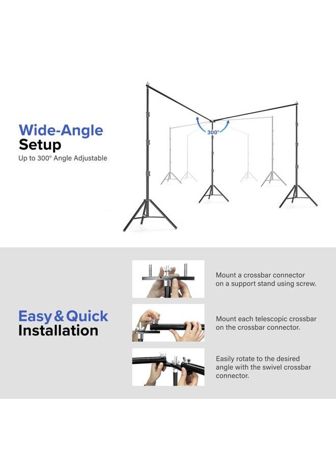 JS JULIUS STUDIO Julius Studio [Enhanced Heavy Duty] 20.1 x 8 ft. (W x H) Backdrop Stands, 300° Degree Crossbar Rotatable Angle Adjustable Double Dual Crossbar Extender Mount, Strong Background Support, JSAG794  - Image 4