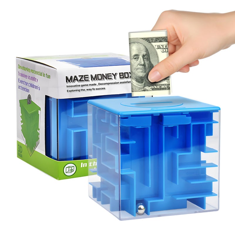 Boxveria Money Maze Puzzle Boxes Blue  Money Gift Boxes For Cash Pop Up  Money Puzzle Box For Cash Gift Kids Adults - Image 1
