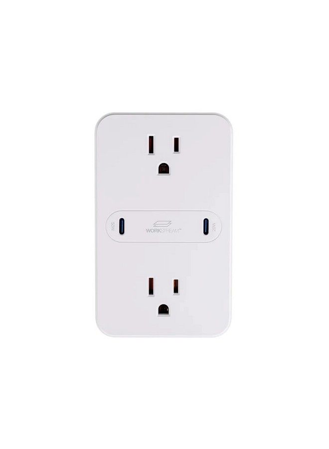 Monoprice 2Outlet Wall Tap Power Strip With Usbc Pd 50W + 20W Power Delivery Wall Mountable For Laptops And Mobile Phones Workstream Collection - Image 3