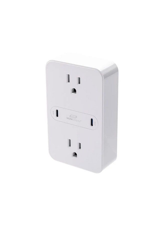 Monoprice 2Outlet Wall Tap Power Strip With Usbc Pd 50W + 20W Power Delivery Wall Mountable For Laptops And Mobile Phones Workstream Collection - Image 2