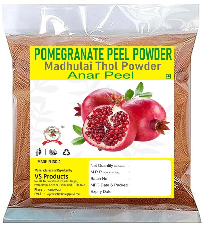 VS Products Pomegranate Peel Powder 150g Madhulai Anardana Powder For Face Skin Hair Anar Chilka Powder 150g pack of 1 x 100g Pack of 1 X 50g - Image 1